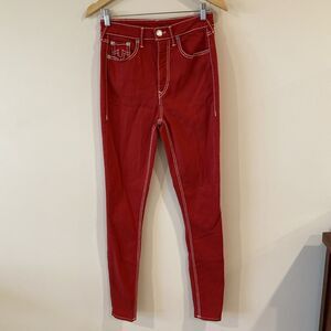 True Religion Jeans Red and White Stitch Vintage Red Size 29 RARE